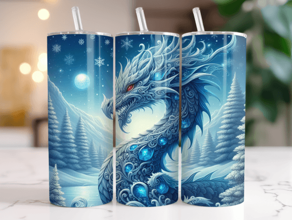 20oz Christmas Ice Dragon Tumbler Wrap