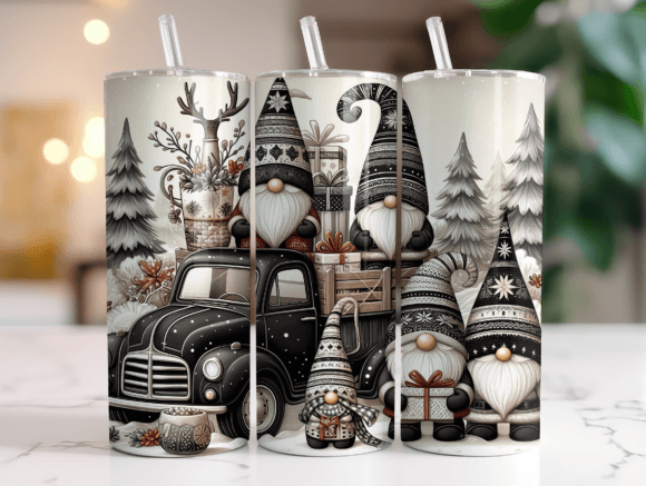 20OZ Christmas Truck Gnome Tumbler Wrap Graphics