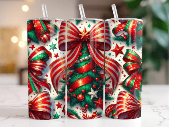 20oz Coquette Christmas Tree Tumbler PNG: Graphics & Tumbler Wraps