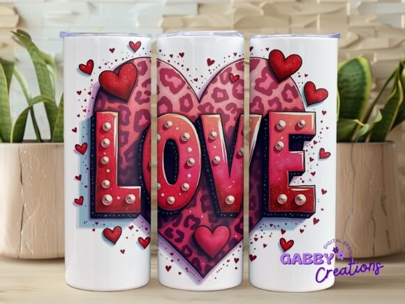 20oz Red Leopard Love Heart Tumbler Wrap: Graphics for Crafts
