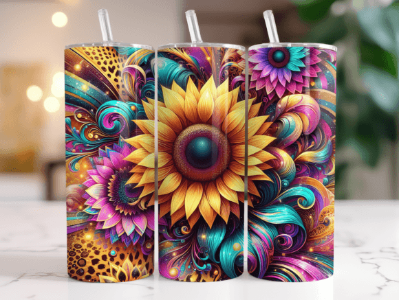 20oz Sunflowers Tumbler Wrap Sublimation Graphics