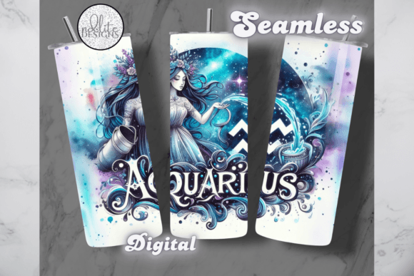 Aquarius Zodiac Astrology Tumbler Wrap: Graphics for Tumbler Wraps
