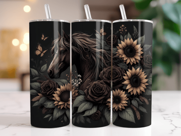 Brown Boho Horse Tumbler Wrap: Graphics for Authentic Tumbler Wraps