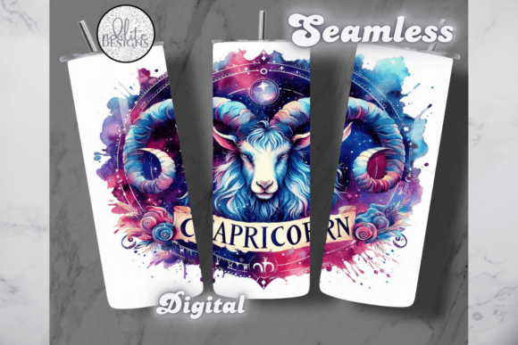 Capricorn Zodiac Sign Tumbler Wrap Graphics