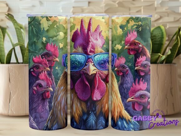 Chickens 20oz Skinny Tumbler Wrap PNG