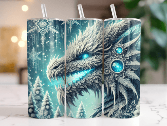 Christmas Ice Dragon Tumbler Wrap Design