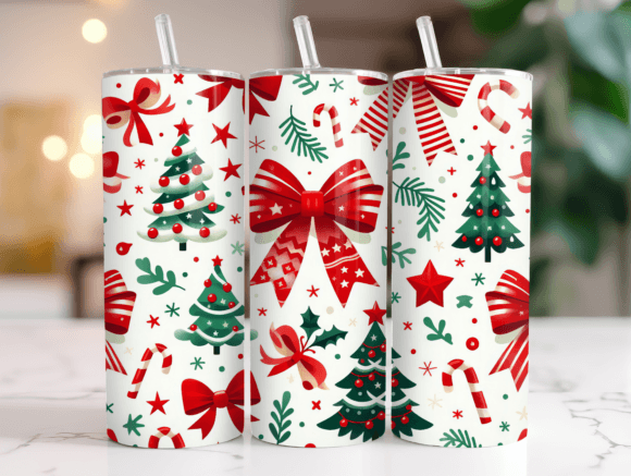 Christmas Tree Coquette Tumbler Wrap PNG: Graphics for Festive Tumbler Wraps
