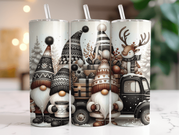 Christmas Truck Gnome 20oz Tumbler Wrap Graphics