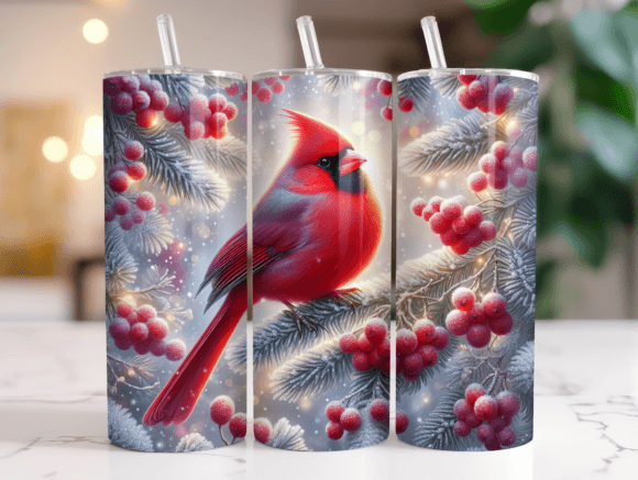 Christmas Tumbler Wrap Winter Cardinal Graphics