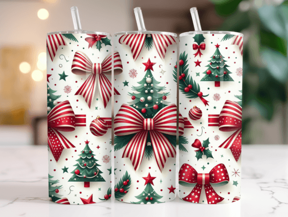 Coquette Christmas Tree Tumbler Wraps Graphics