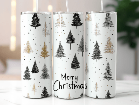 Minimalist Christmas Tree Tumbler Design