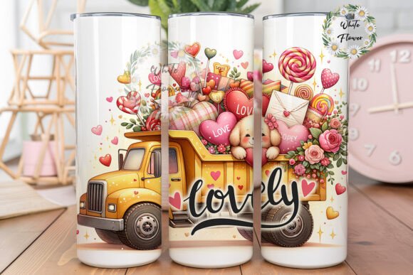 Valentine’s Day Love Truck Tumbler PNG Graphics