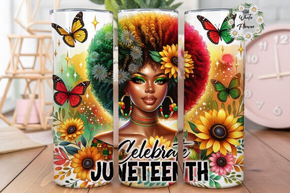 Western Juneteenth Afro Bun Tumbler PNG Graphics